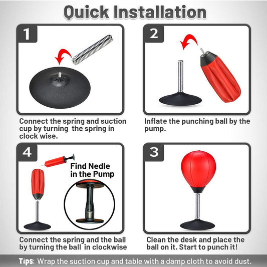 CozyBomB Free Standing Desktop Punching Bag Stress Buster Relief with Stand Boxing Punch Ball with Suction Cup to Reflex Strain and Tension Toy's for Boy's