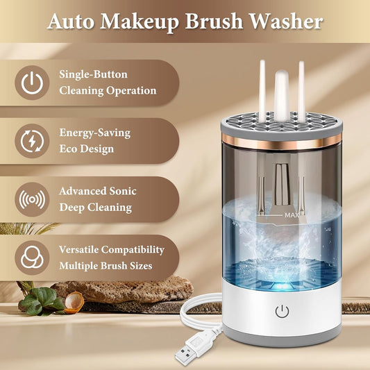 CreaCare Plastic Handle Electric Makeup Brush Cleaner - Efficient Electric Makeup Brush Cleaner Machine for Thorough Brush Cleaning, Ideal for Makeup Artists & Enthusiasts, Black