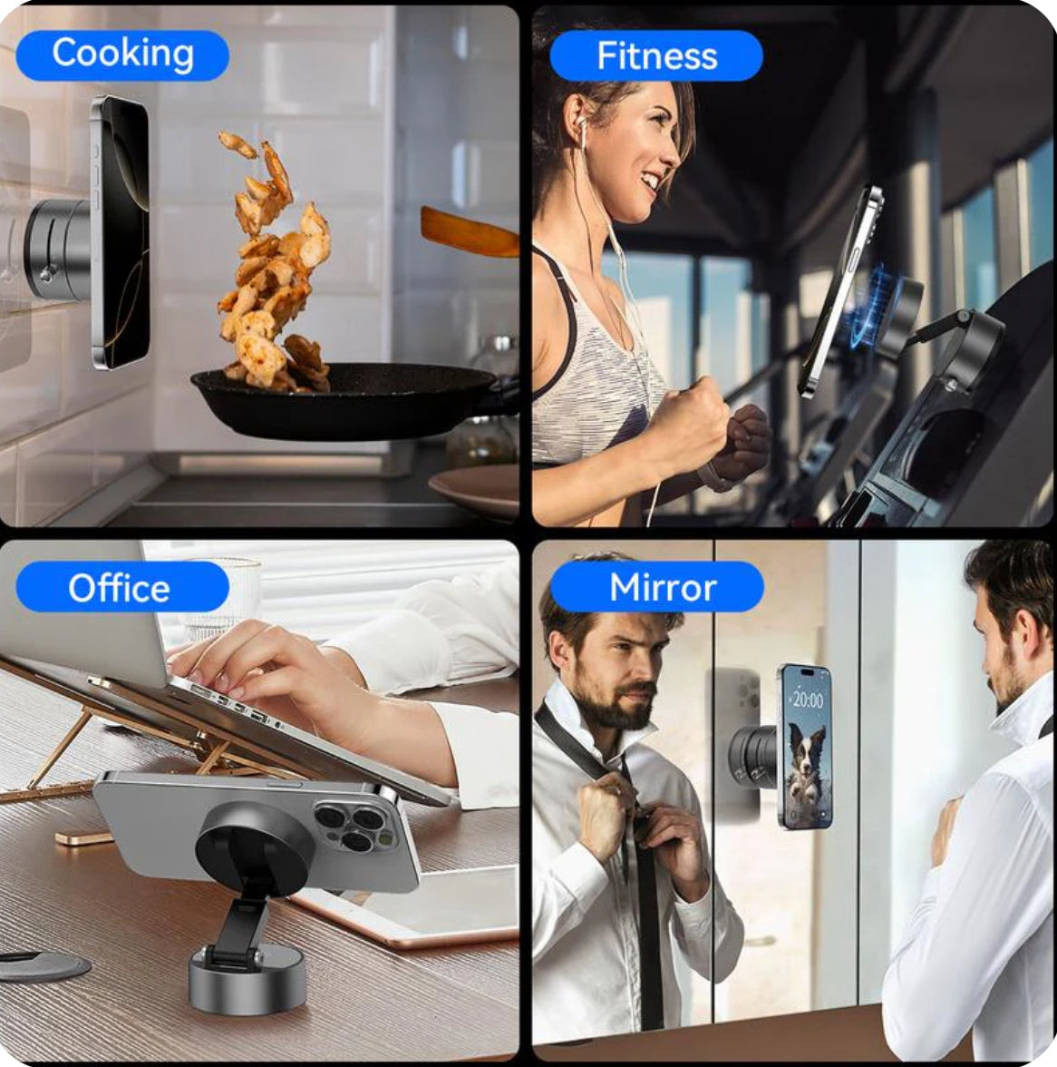 Vacuum Magnetic Suction Phone Holder (All iPhones, Android & GPS Devices and Cases Compatible)