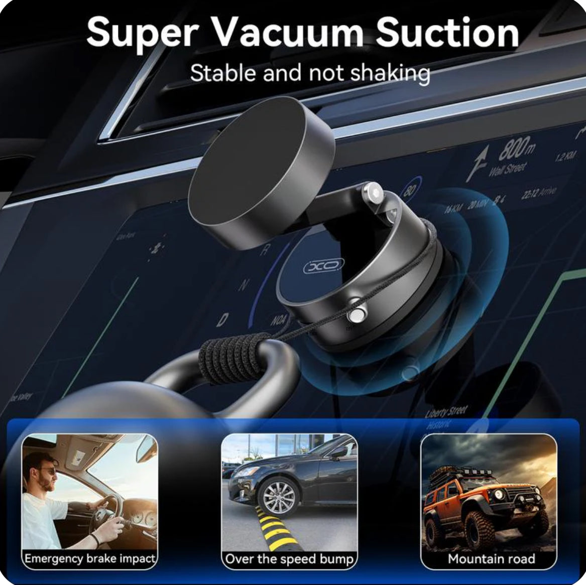 Vacuum Magnetic Suction Phone Holder (All iPhones, Android & GPS Devices and Cases Compatible)