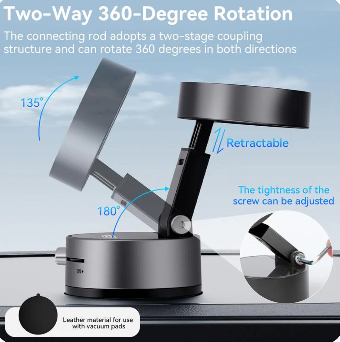 Vacuum Magnetic Suction Phone Holder (All iPhones, Android & GPS Devices and Cases Compatible)