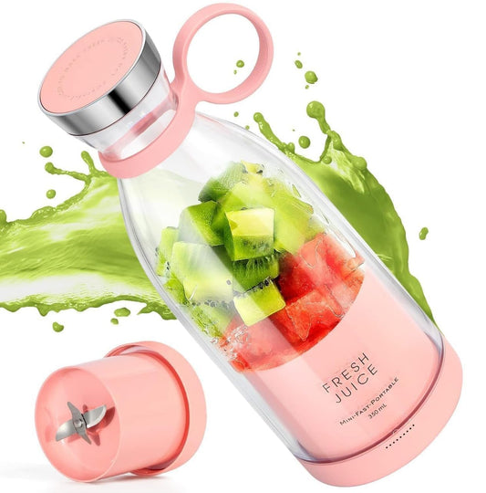 Portable Bottle Juicer, Portable juicer, Portable Mini Blender with 350ml Glass Jar, Pink, Mini juicer, Bottle juicer,Juice Maker, Fruit Juicer Machine Electric