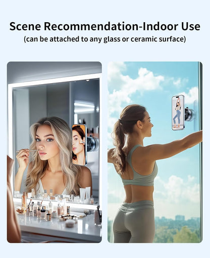 LACOLANE K007 Magnetic Phone Holder – 360° Vacuum Suction Cup Mount for Car, Gym, Mirror, Shower – Foldable Adjustable Stand – Universal Mobile Holder Compatible with All Phones