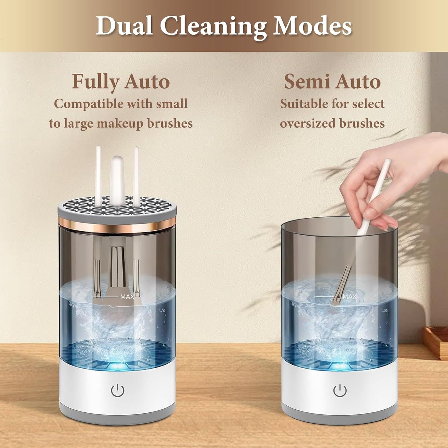 CreaCare Plastic Handle Electric Makeup Brush Cleaner - Efficient Electric Makeup Brush Cleaner Machine for Thorough Brush Cleaning, Ideal for Makeup Artists & Enthusiasts, Black