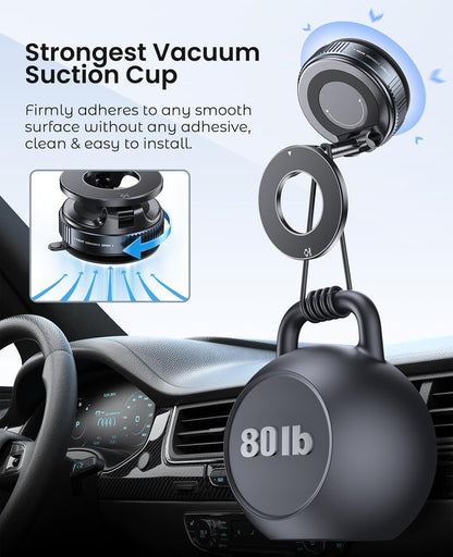 LACOLANE K007 Magnetic Phone Holder – 360° Vacuum Suction Cup Mount for Car, Gym, Mirror, Shower – Foldable Adjustable Stand – Universal Mobile Holder Compatible with All Phones