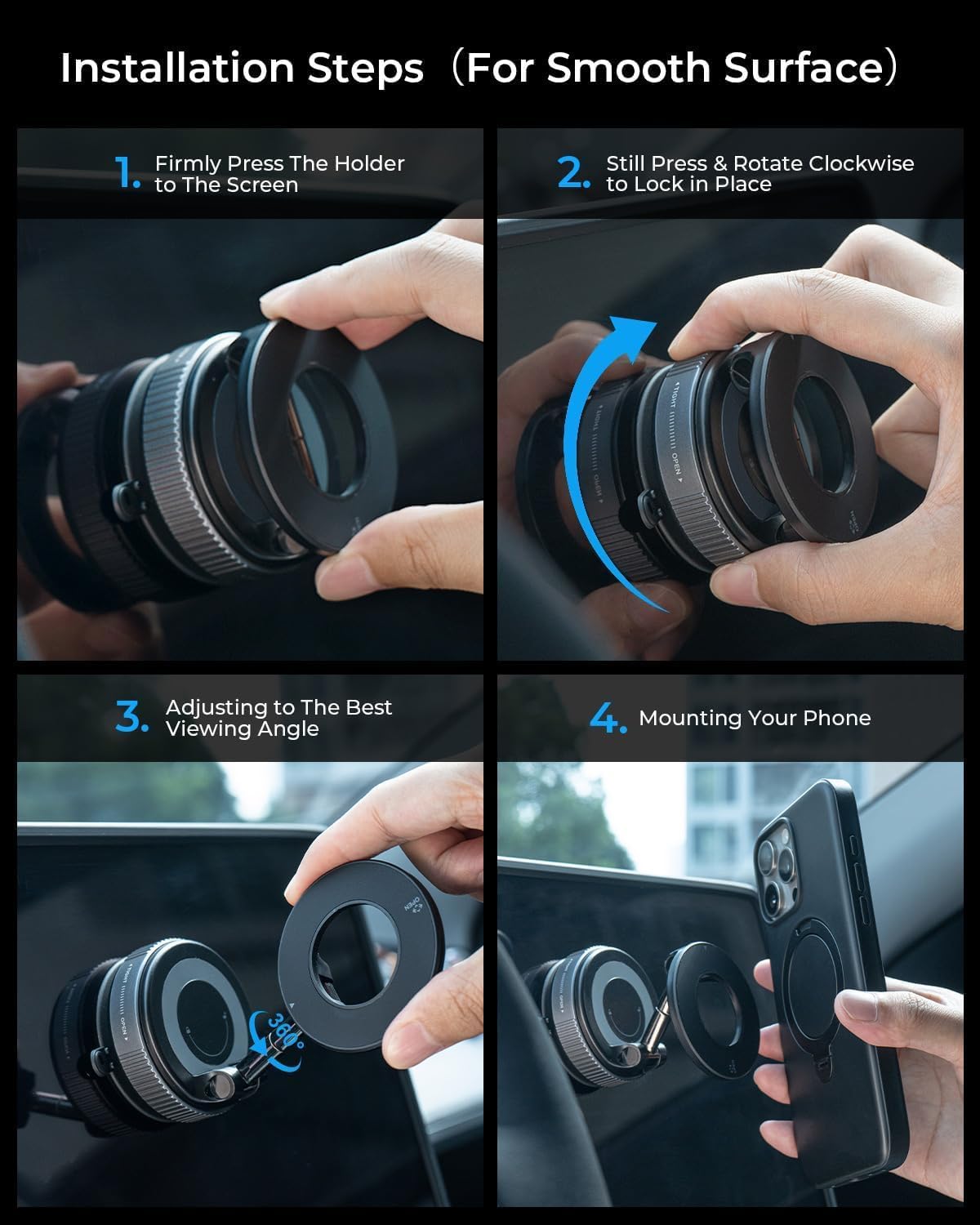 LACOLANE K007 Magnetic Phone Holder – 360° Vacuum Suction Cup Mount for Car, Gym, Mirror, Shower – Foldable Adjustable Stand – Universal Mobile Holder Compatible with All Phones