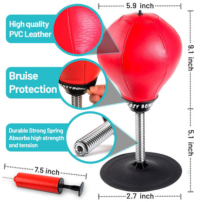 CozyBomB Free Standing Desktop Punching Bag Stress Buster Relief with Stand Boxing Punch Ball with Suction Cup to Reflex Strain and Tension Toy's for Boy's