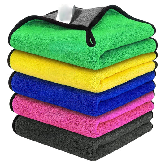 Microfiber Towel for Car Cleaning 500 GSM (Pack of 5)- Micro Fiber Cleaning Towel, Cloth for Dusting Washing & Mirror Glass Cleaning, Microfibre Cloth for Drying & for Car Detailing (5 Colors)